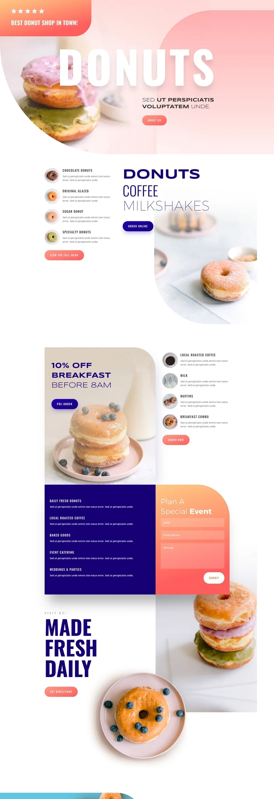 Donut Shop 餐饮品牌WordPress模板