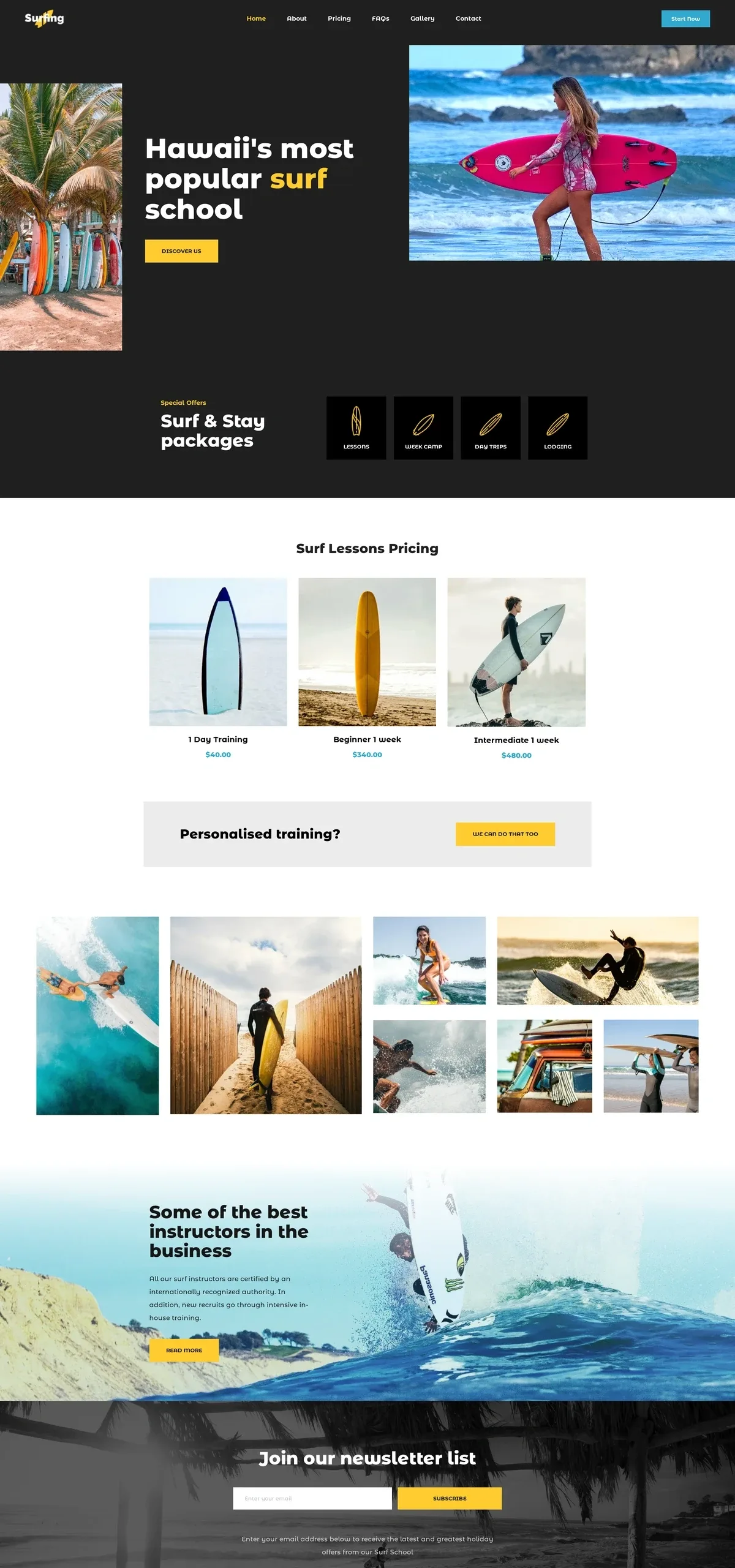 Surf School 教育课程WordPress模板