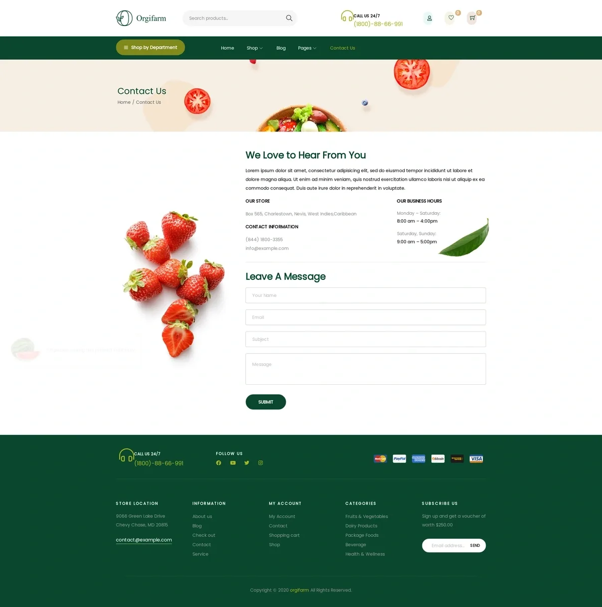 Orgifarm – Food store Food Store New 06 Contact Us
