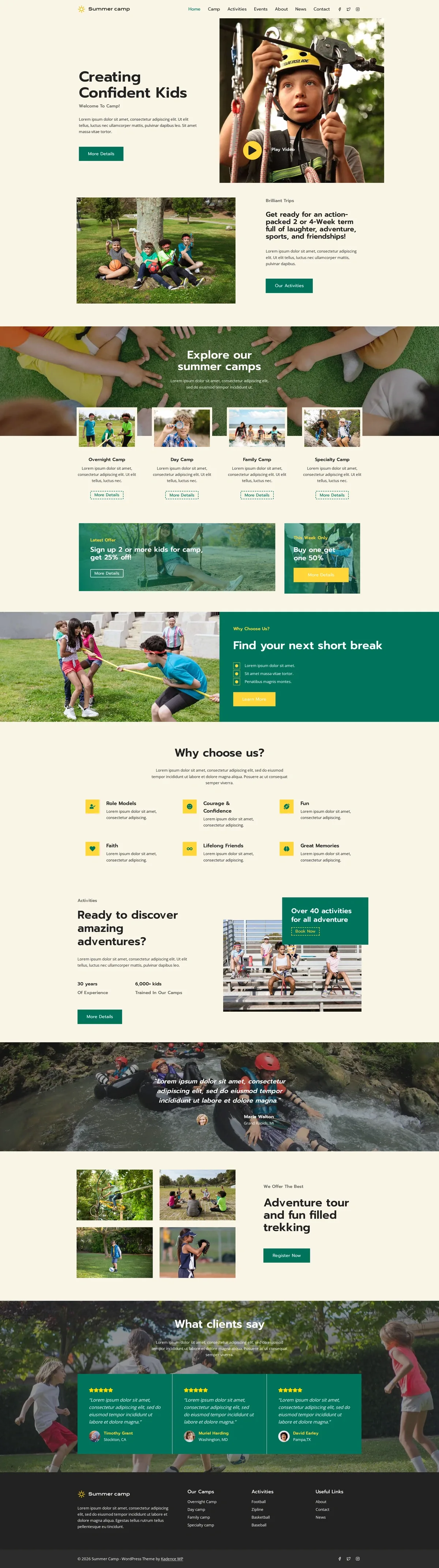 Summer Camp 教育课程WordPress模板