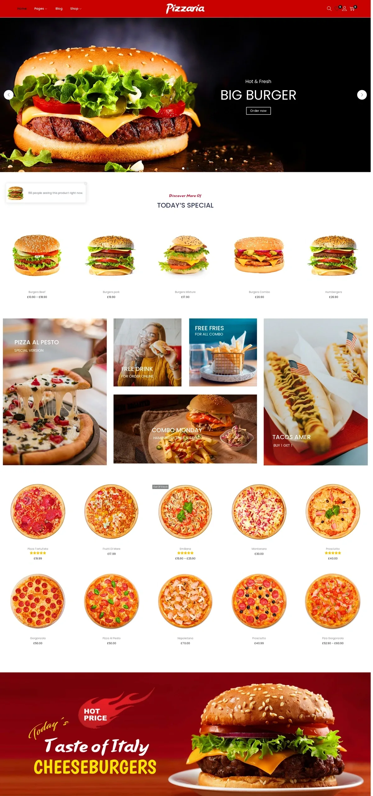 Pizza 餐饮品牌WordPress模板