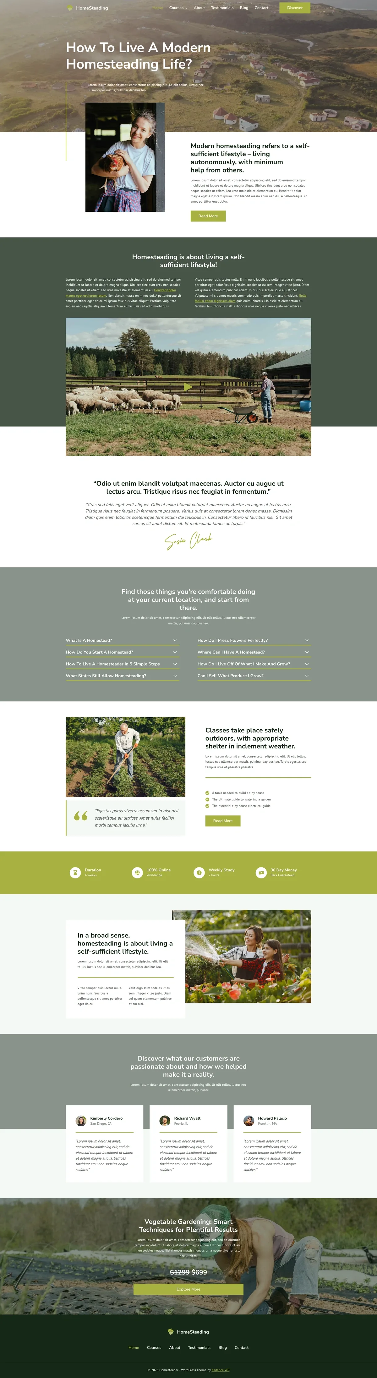 HomeSteading 教育课程WordPress模板