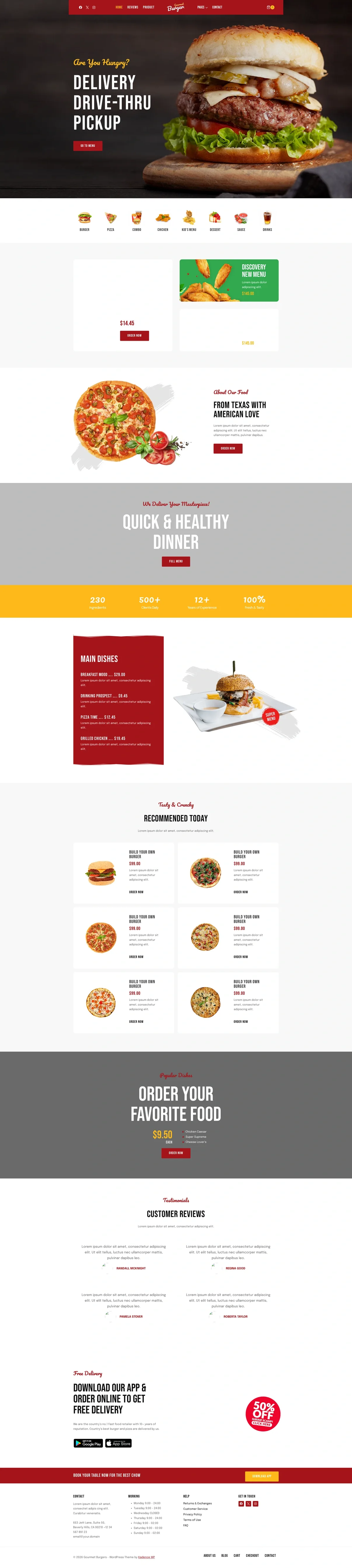 Gourmet Burger 餐饮品牌WordPress模板