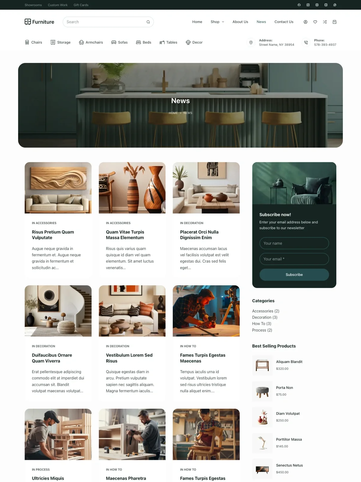Furniture 部落格页面