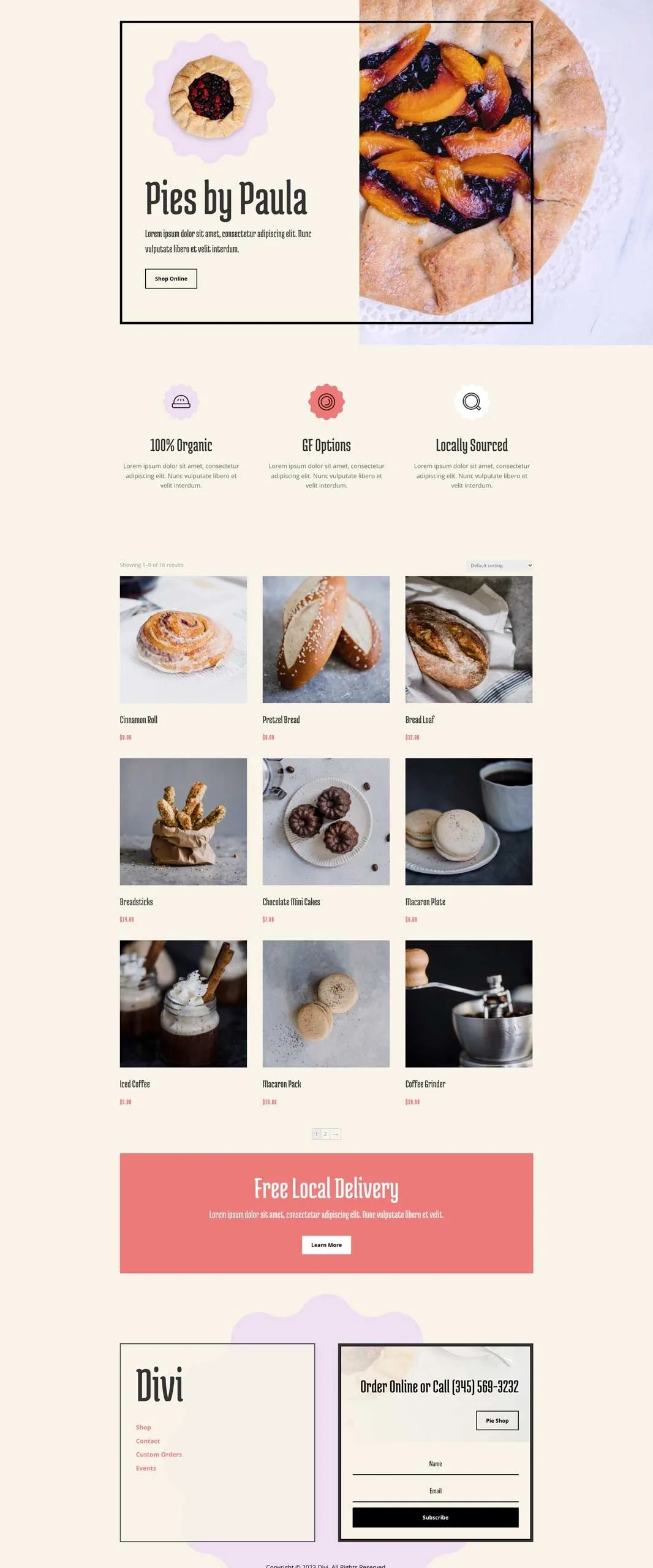 Pie Shop 餐饮品牌WordPress模板