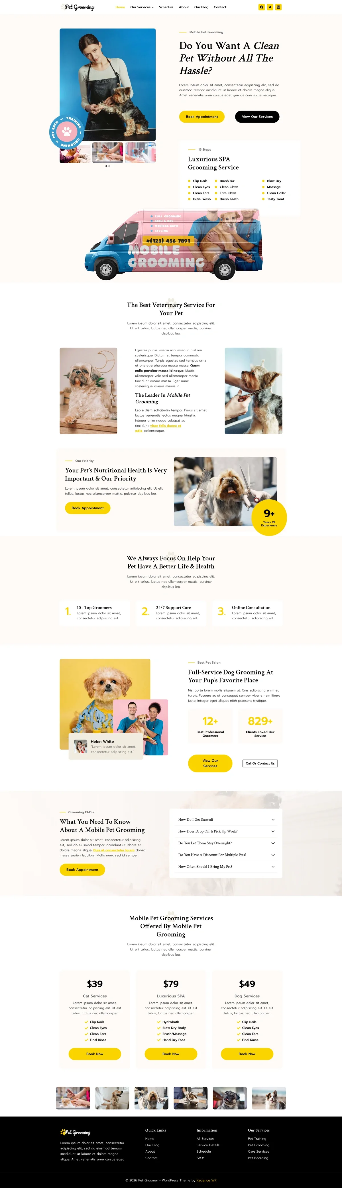Pet Groomer 宠物动物WordPress模板