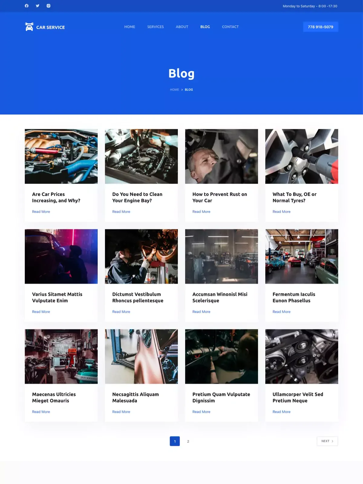 Car Service 04 部落格页面