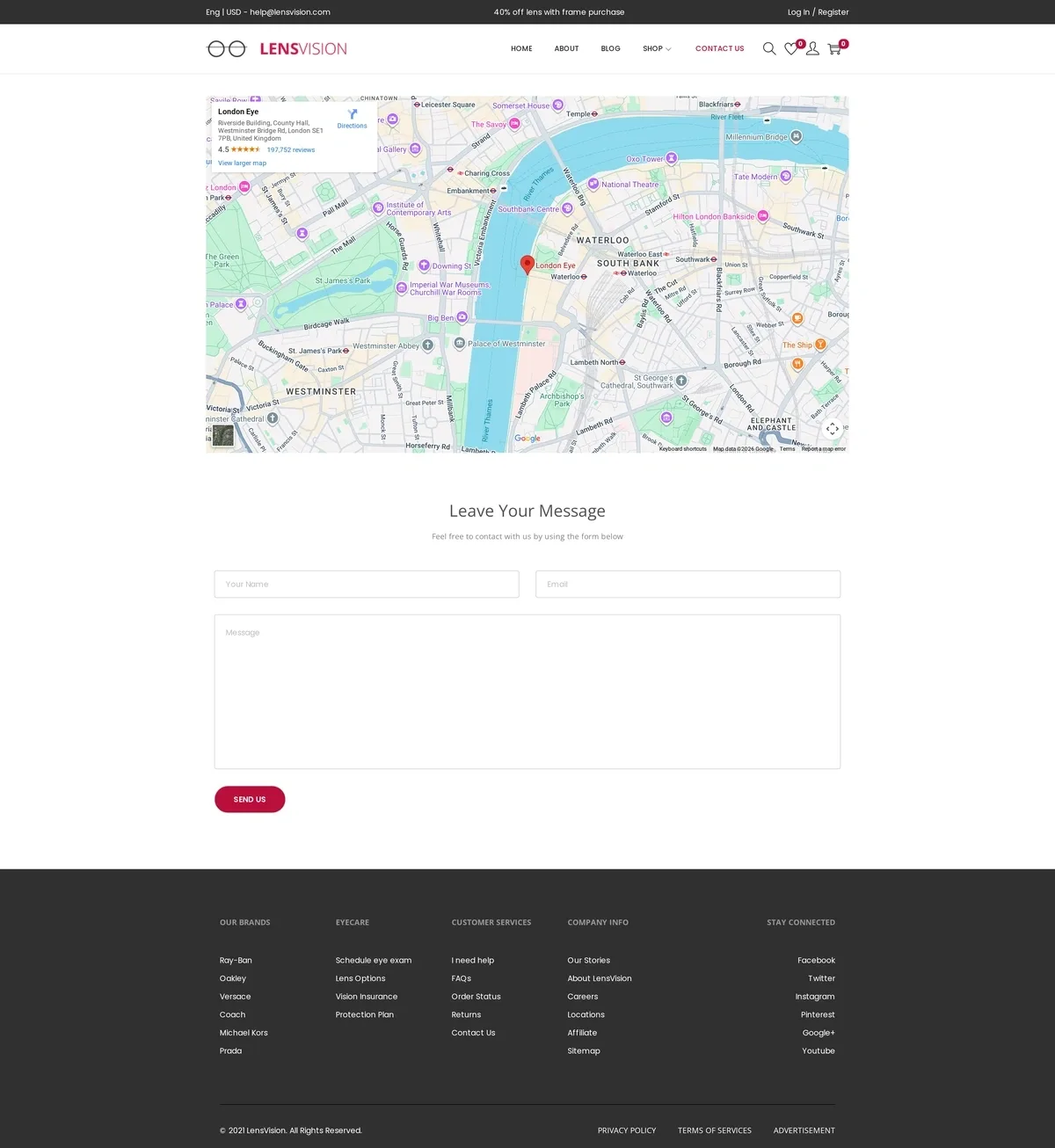 LensVision – Sunglasses Shop Sunglasses Shop 05 Contact Us