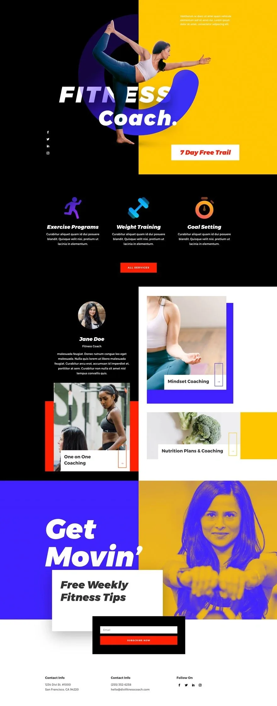 Fitness Coach 健身瑜伽WordPress模板