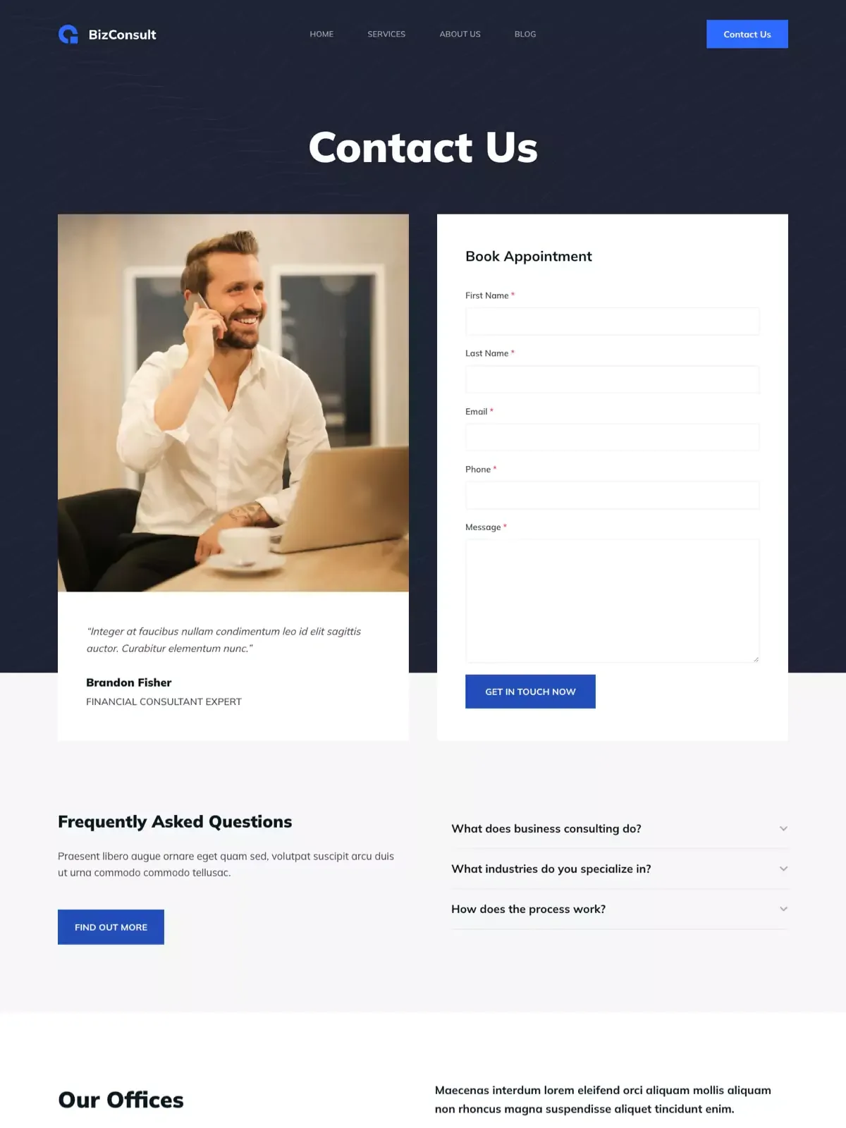 BizConsult 联络页面