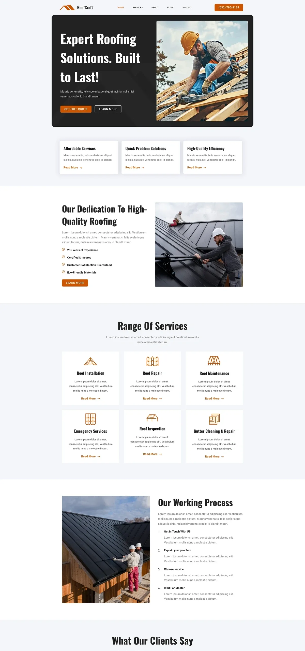 Roofcraft 屋顶维修WordPress模板