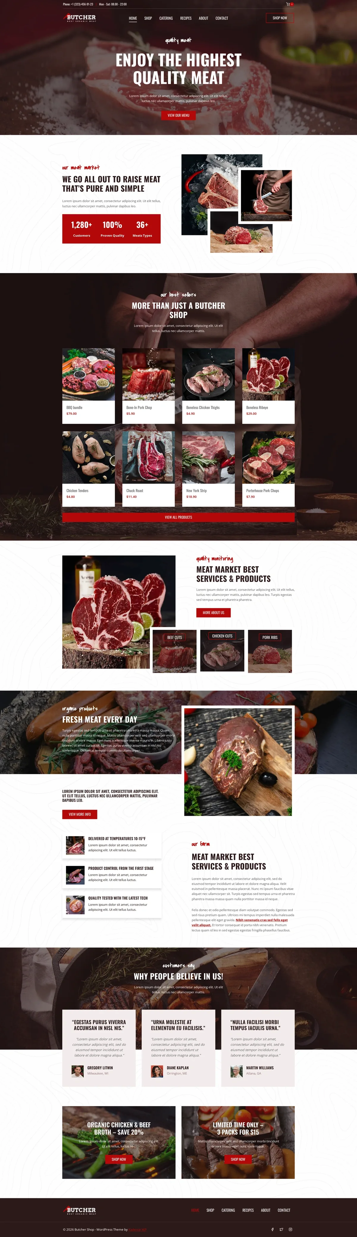 Butcher Shop 餐饮品牌WordPress模板