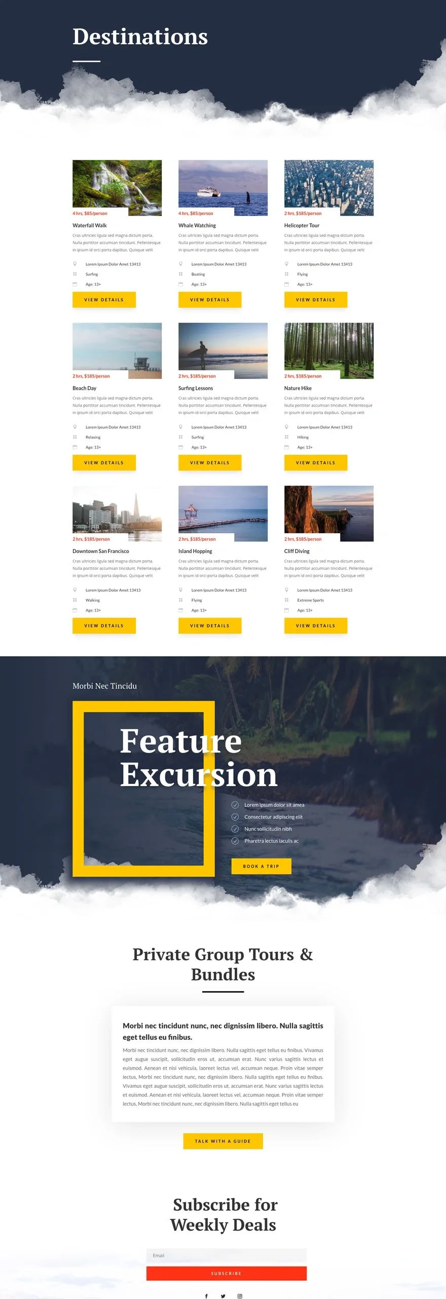 Sightseeing Destinations page