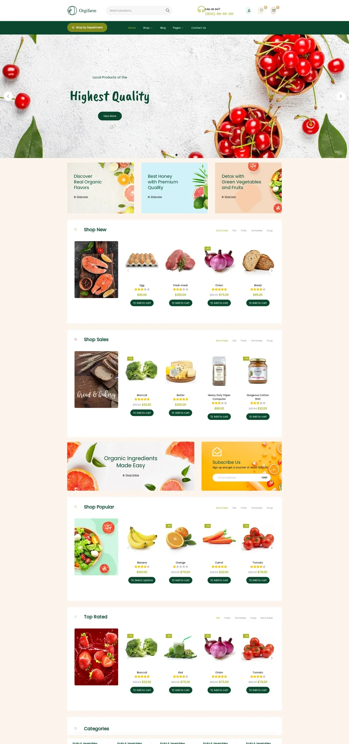 Orgifarm – Food store 农业食品WordPress模板