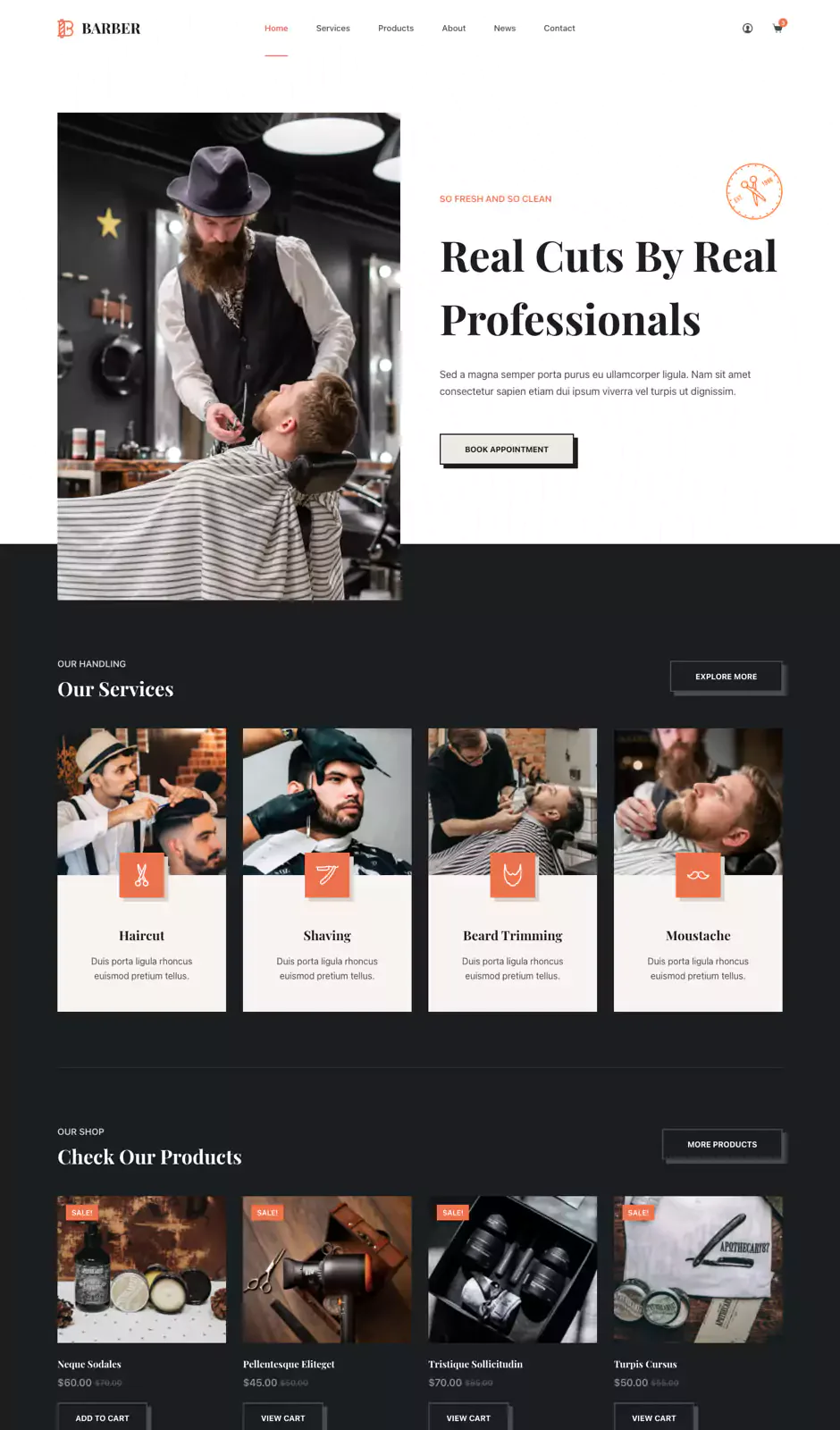 Barber Shop 理发用品WordPress模板