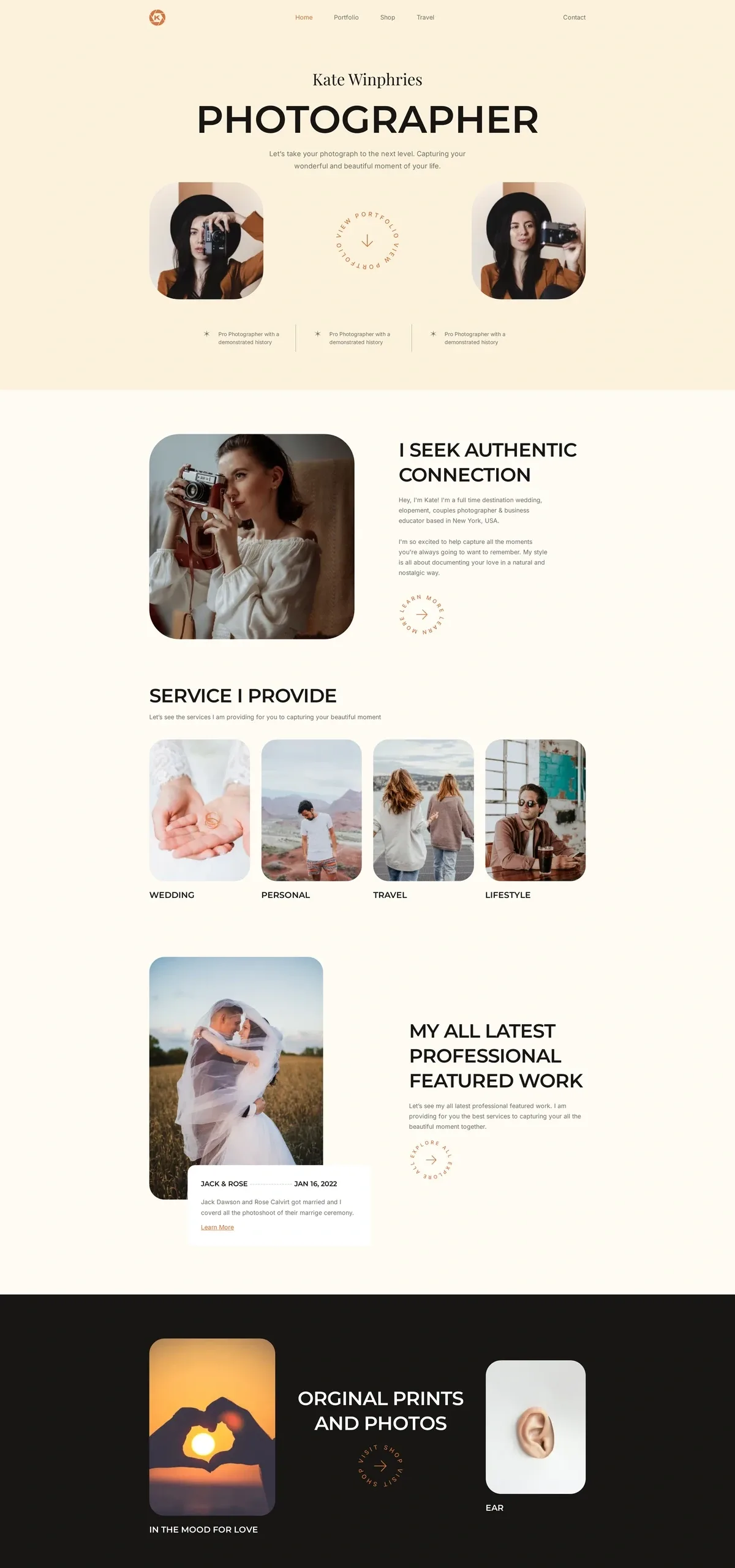 Kate Photography 设计作品集WordPress模板