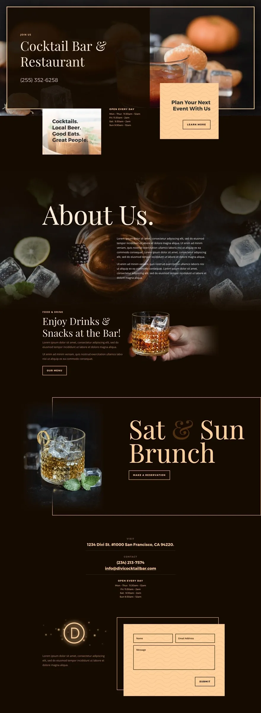 Bar 餐饮品牌WordPress模板