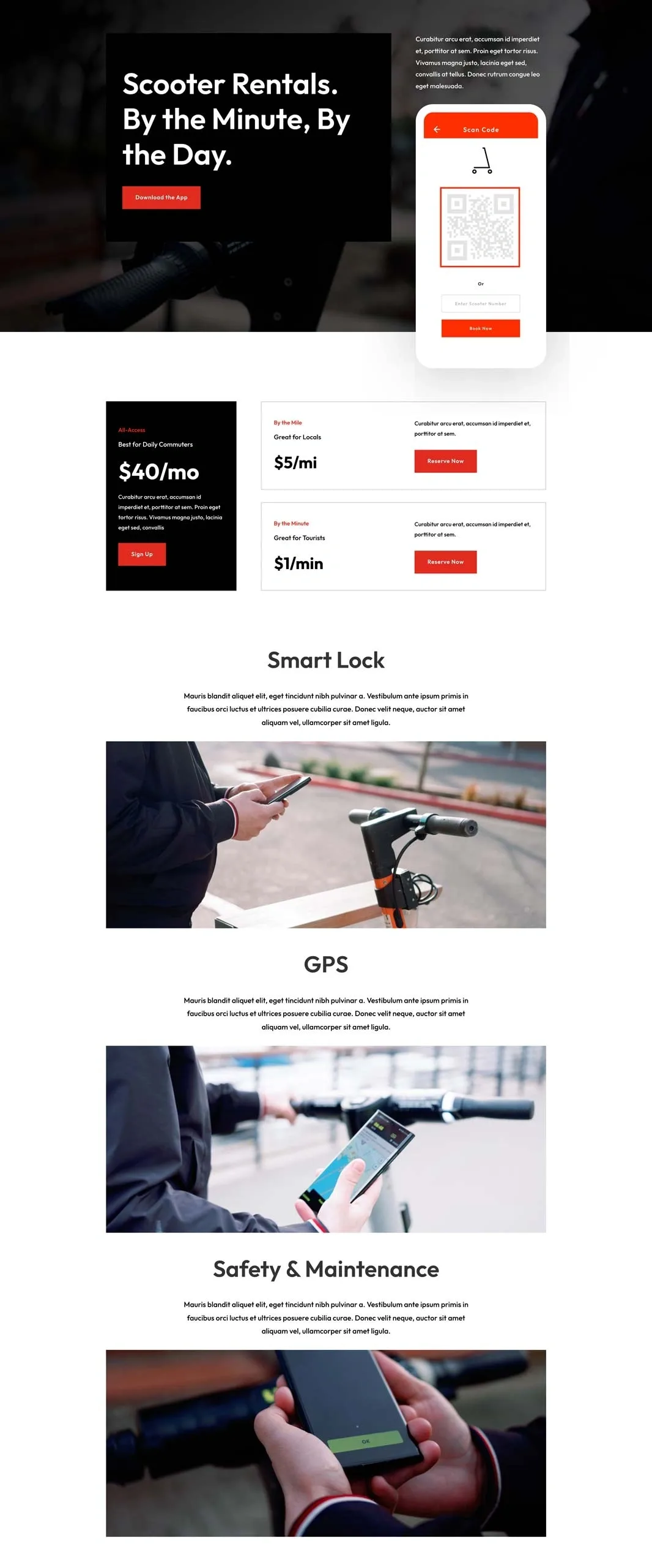 Scooter Rental 维修服务WordPress模板